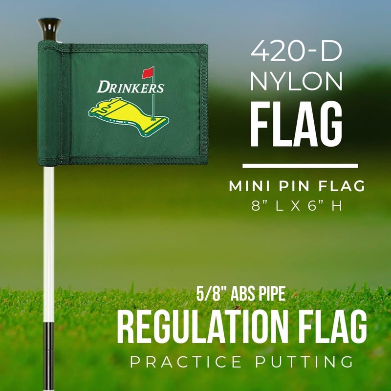 WATSY Golf Flag 8x6 Inch – 420D Nylon Double-Sided Mini Pin Flag with Tube Inset, Practice Putting Green Flags for Yard (DRINKERS - GREEN) - Image 3